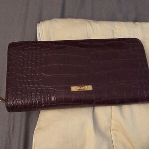 Aldo Dark Brown Croc-Embossed Clutch